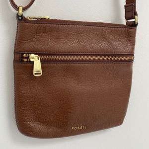 EUC Brown Leather Crossbody Fossil Bag
